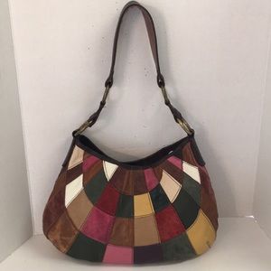 Lucky brand suede leather patchwork hobo